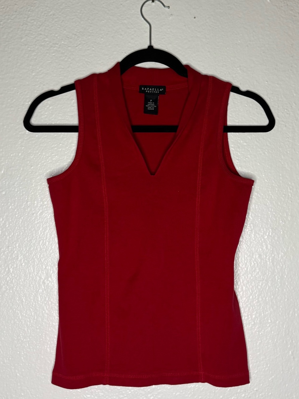 Rafaella Vintage Rare Sleeveless V-Neck Vertical Seem Panels Cotton Tank Top P
